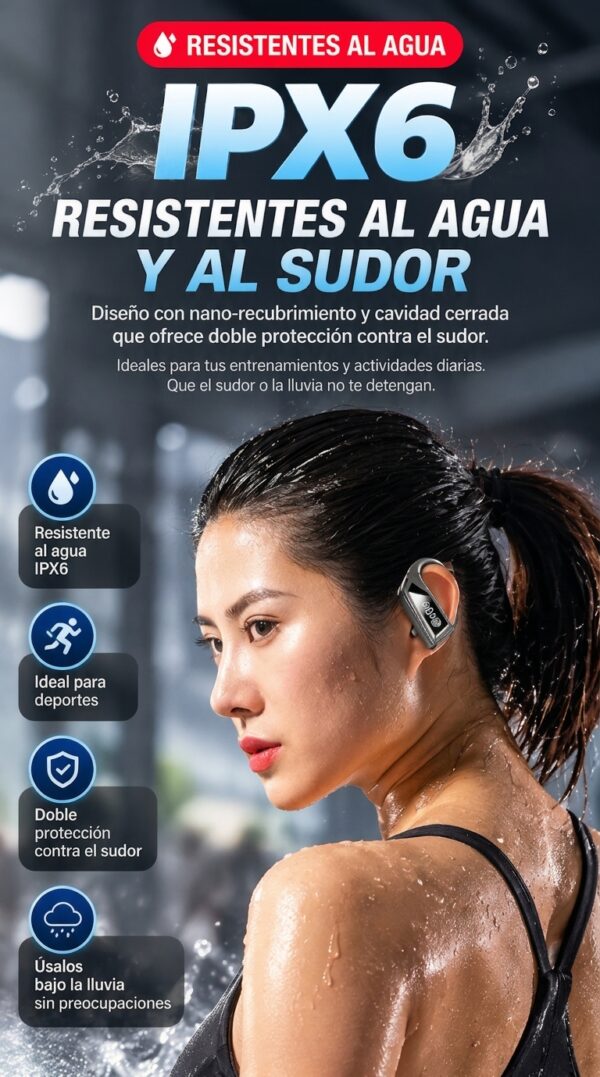 Q8: resistencia IPX6 Auriculares Q8 con resistencia IPX6 al agua y al sudor