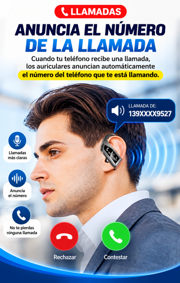 Q8: funciones de llamadas Auricular Q8 con sujetador para atender llamadas y anuncio del número entrante
