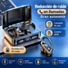 Auriculares Q8 Bluetooth 5.2 negros con sujetador flexible y estuche con pantalla LED